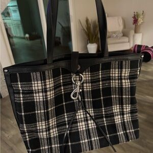 Plaid Black and White Tote Bag